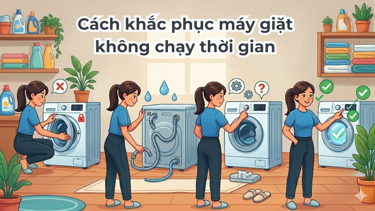 Máy giặt không chạy thời gian do đâu? Cách khắc phục dứt điểm ngay